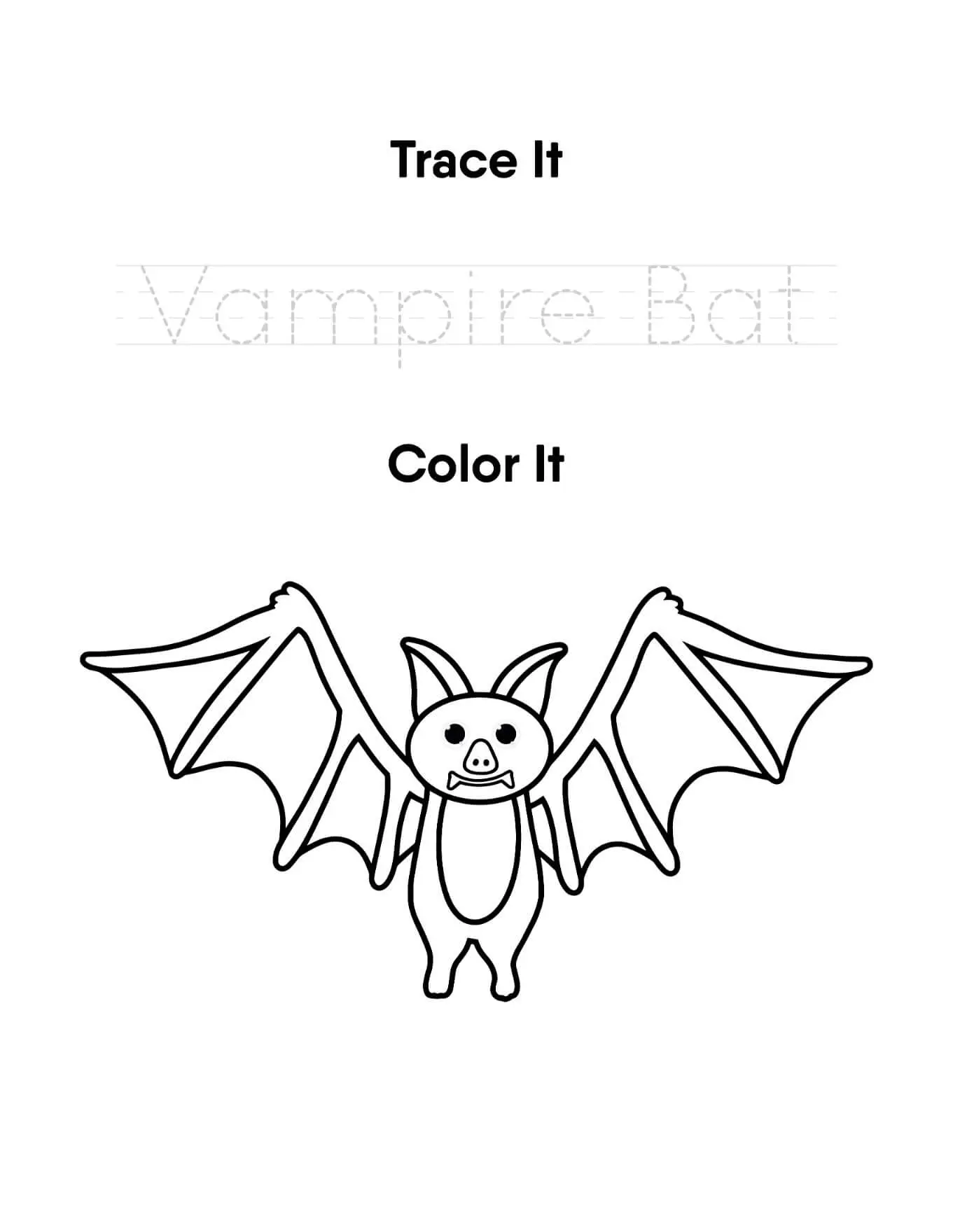 Free Bat Picture To Color In