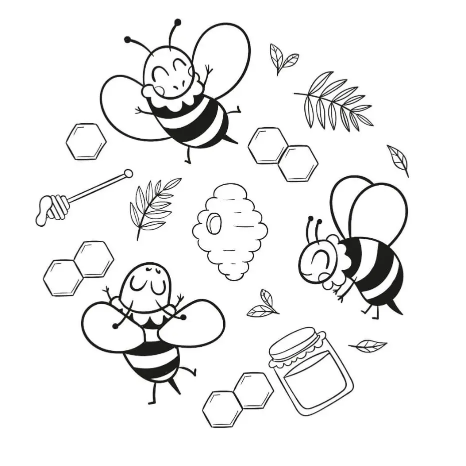 Free Bee Picture To Color In