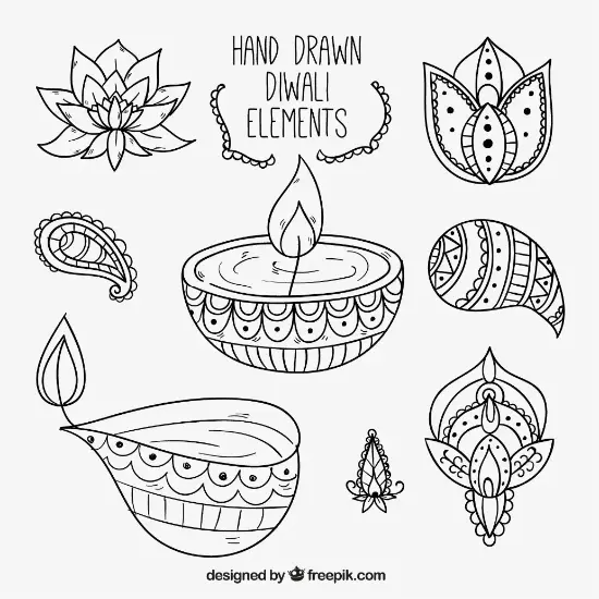 Free Diwali Picture To Color In