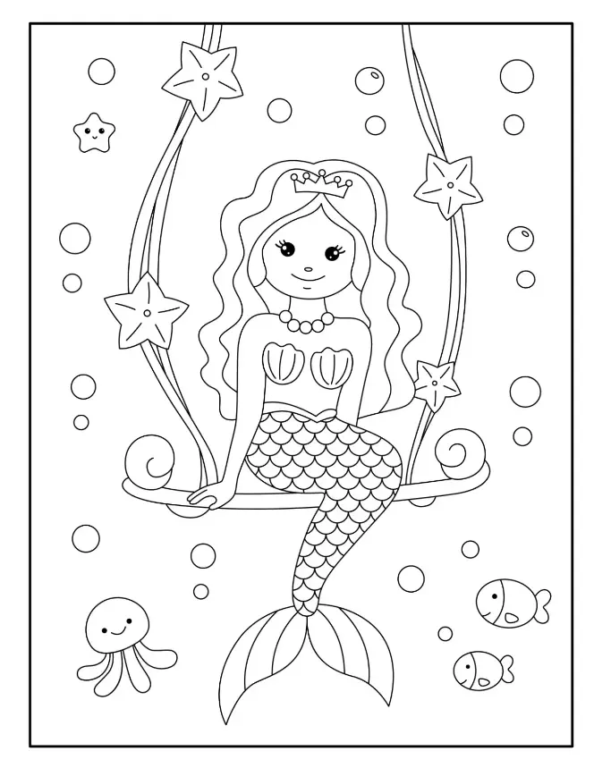 Free Mermaid Picture To Color In