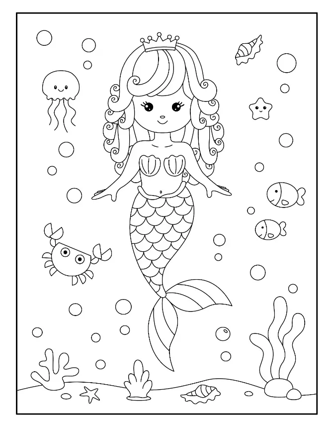 Free Mermaid Picture To Color In