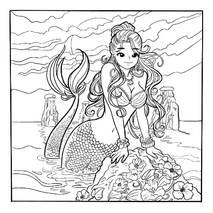 Free Mermaid Picture To Color In