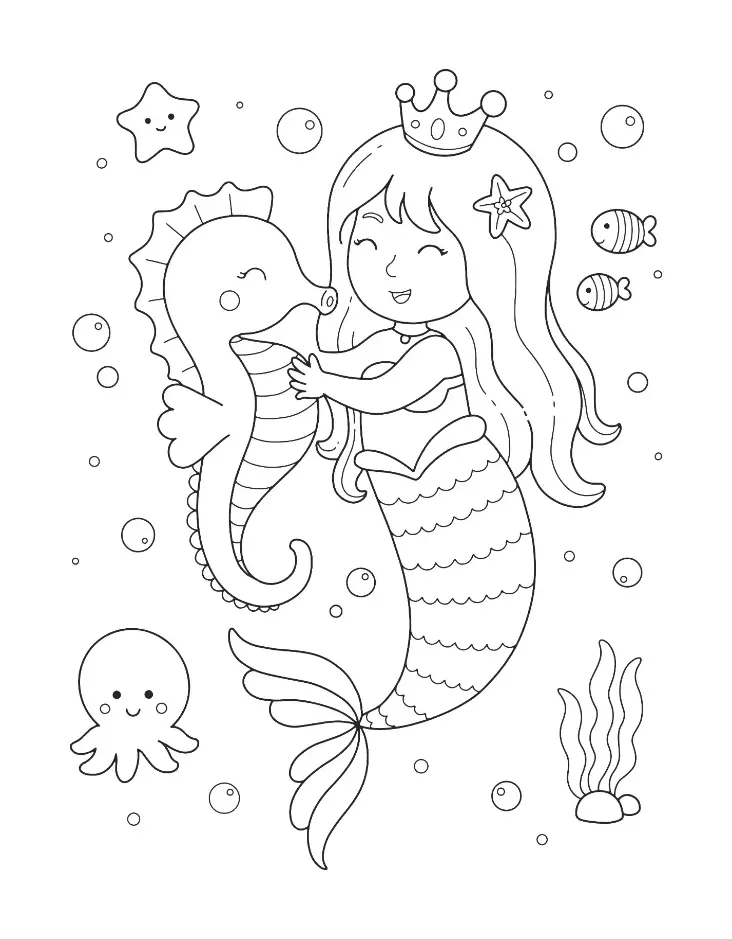 Free Mermaid Picture To Color In