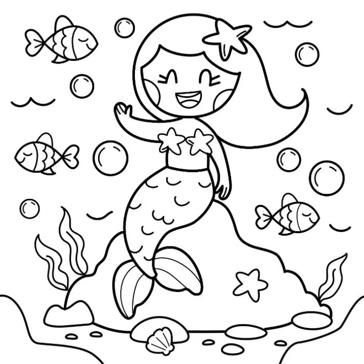 Free Mermaid Picture To Color In