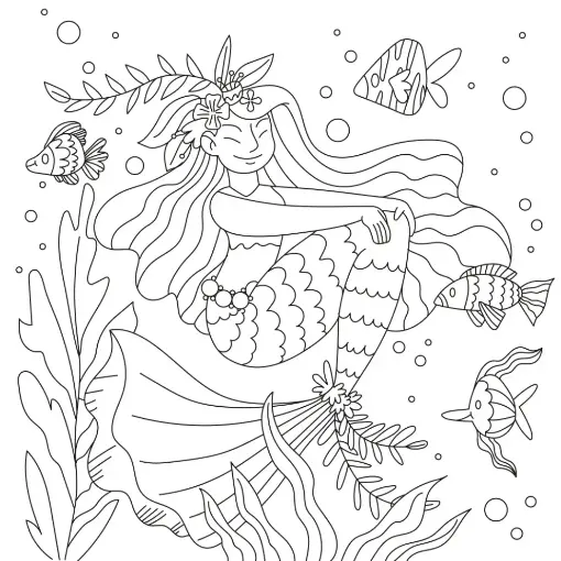 Free Mermaid Picture To Color In