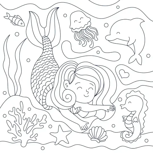 Free Mermaid Picture To Color In