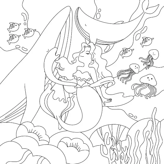 Free Mermaid Picture To Color In