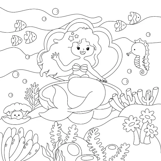 Free Mermaid Picture To Color In