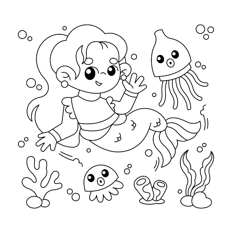 Free Mermaid Picture To Color In