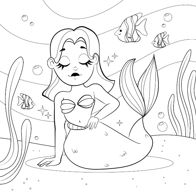 Free Mermaid Picture To Color In