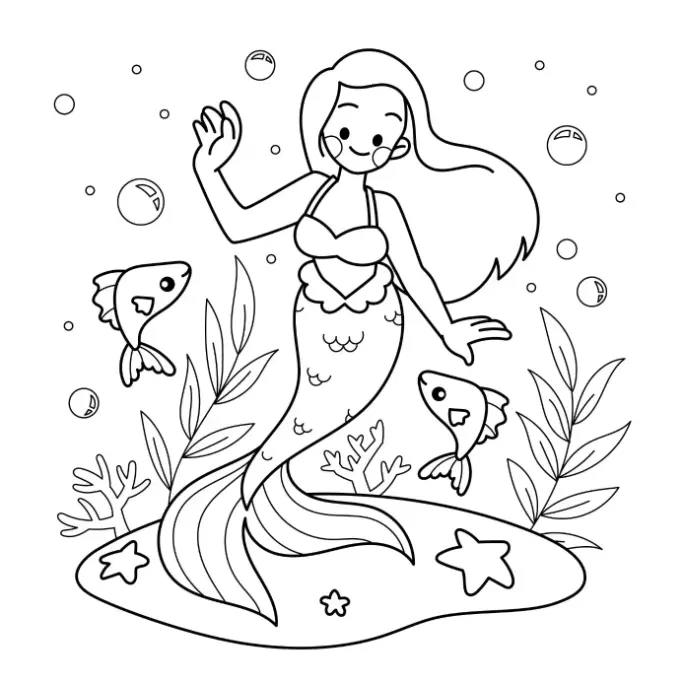 Free Mermaid Picture To Color In