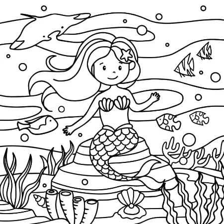 Free Mermaid Picture To Color In