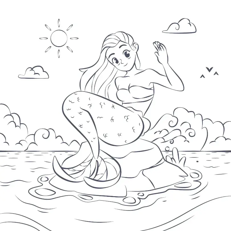 Free Mermaid Picture To Color In