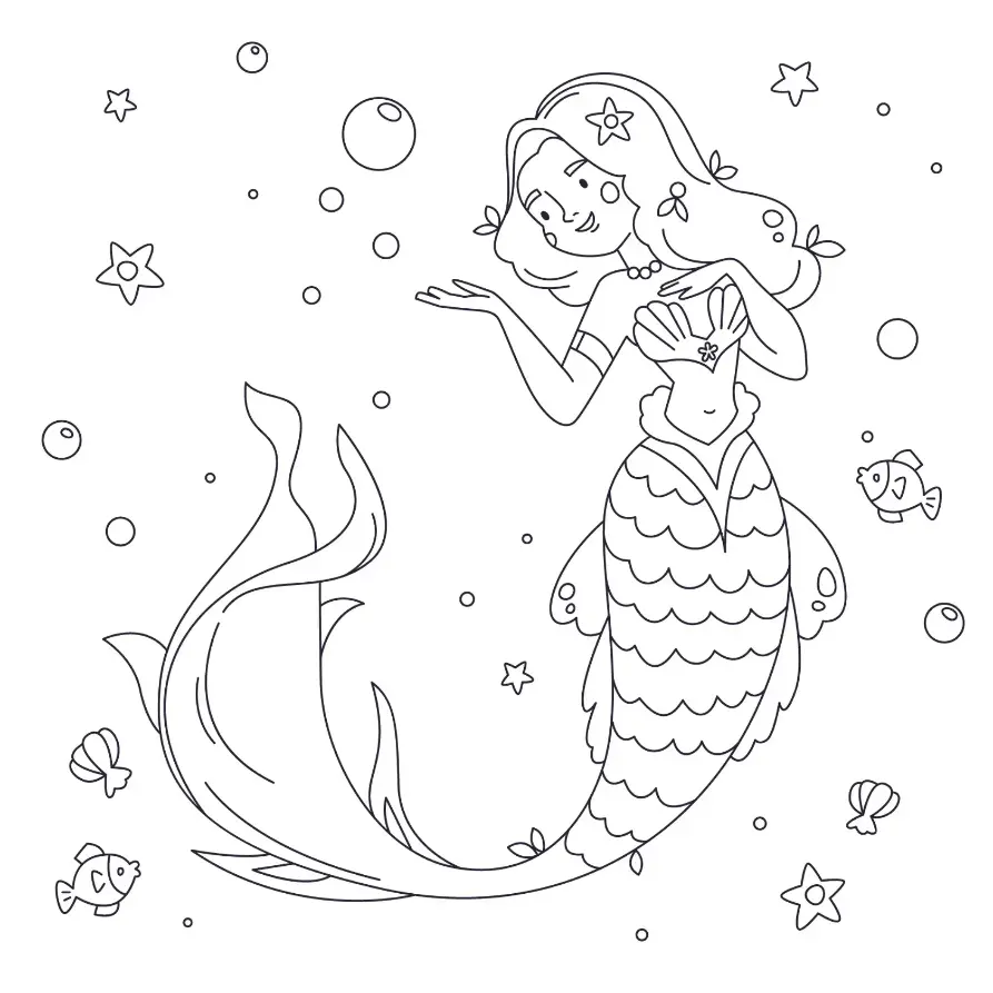 Free Mermaid Picture To Color In