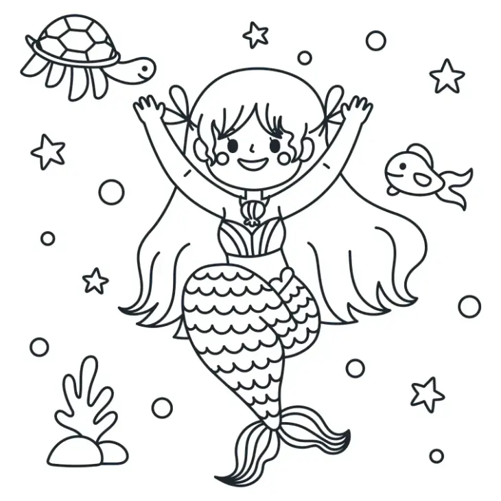 Free Mermaid Picture To Color In