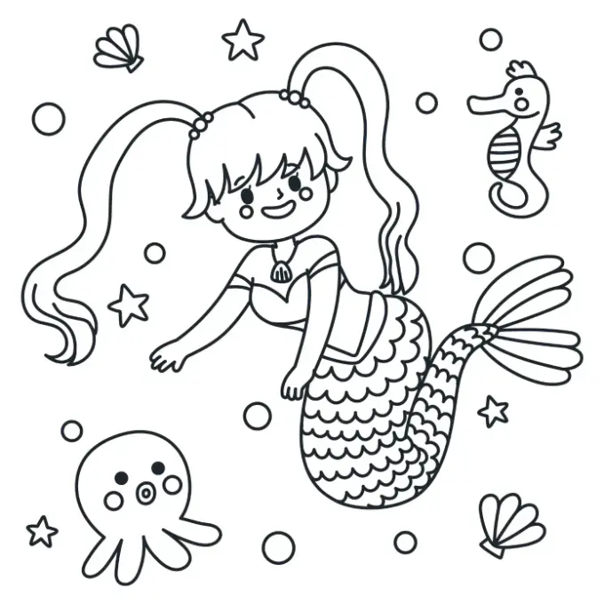 Free Mermaid Picture To Color In