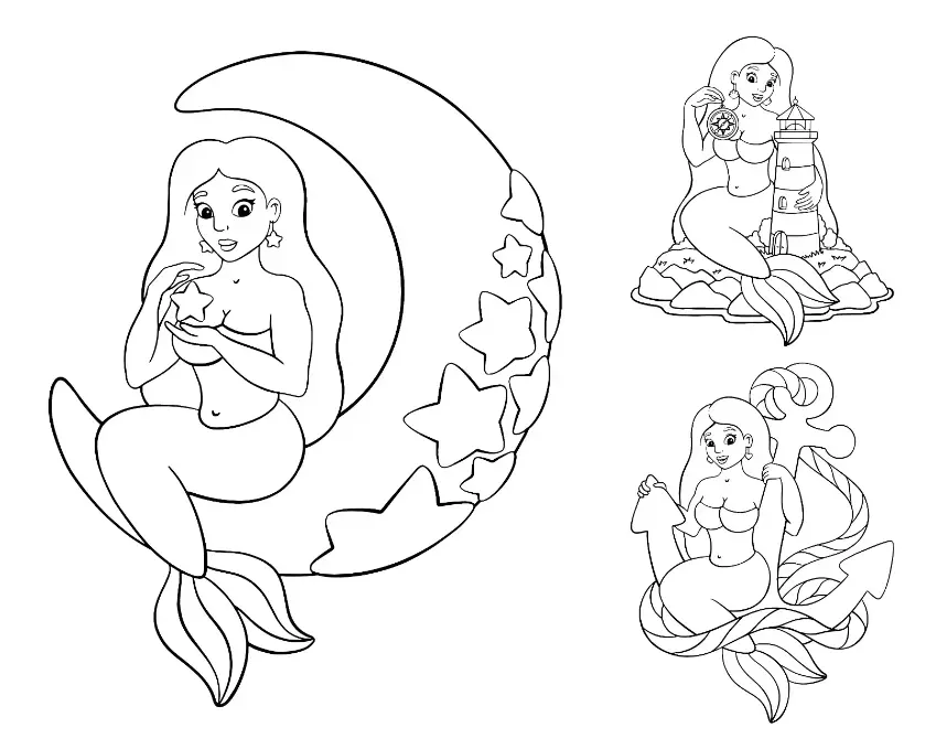 Free Mermaid Picture To Color In