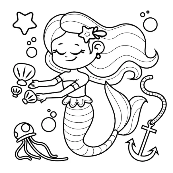 Free Mermaid Picture To Color In