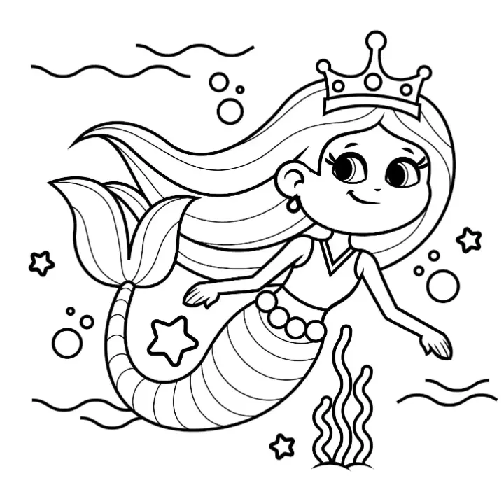 Free Mermaid Picture To Color In