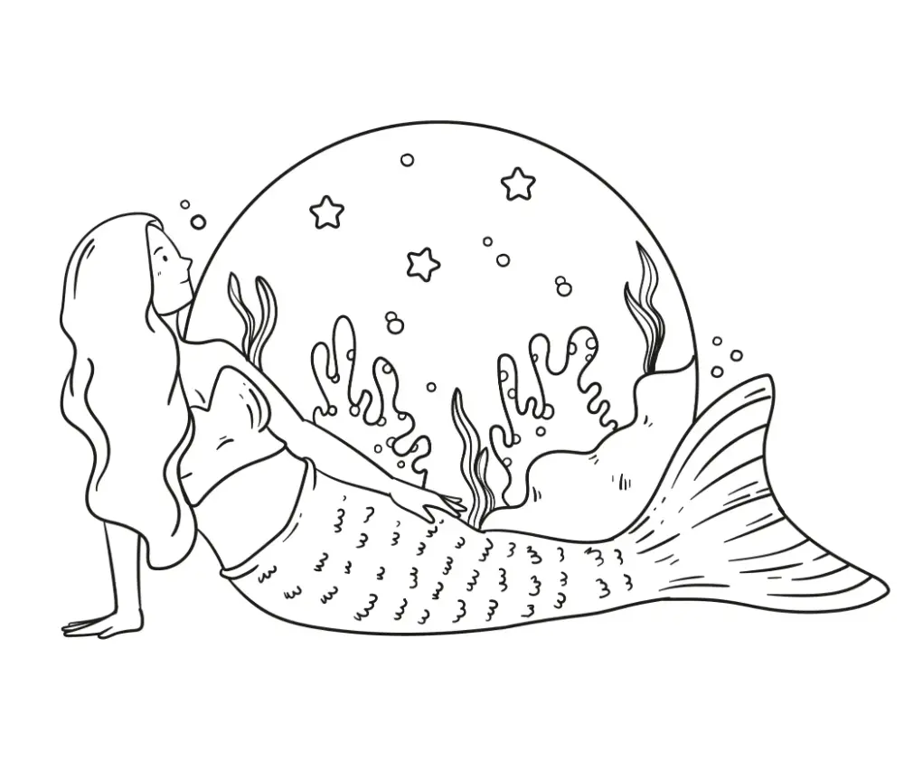 Free Mermaid Picture To Color In