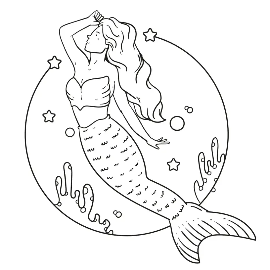 Free Mermaid Picture To Color In