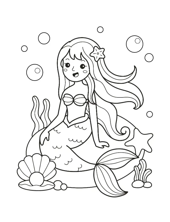 Free Mermaid Picture To Color In