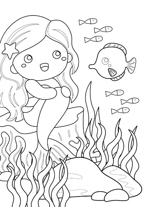 Free Mermaid Picture To Color In