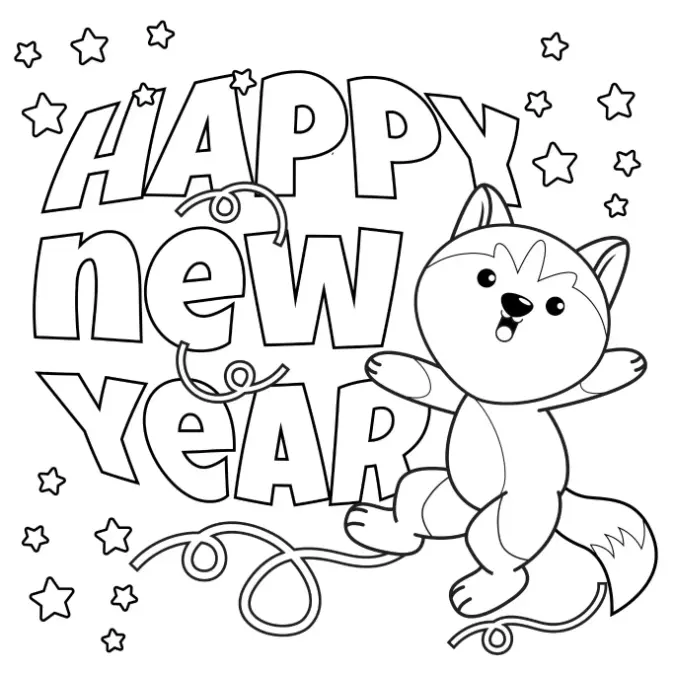 Free New Year Picture To Color In