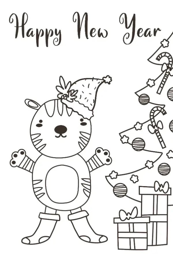 Free New Year Picture To Color In