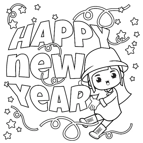 Free New Year Picture To Color In