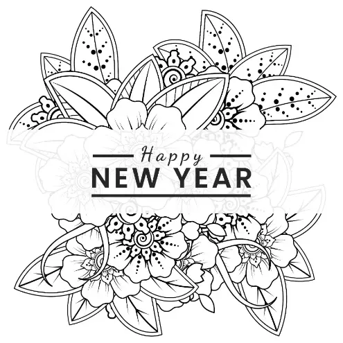 Free New Year Picture To Color In