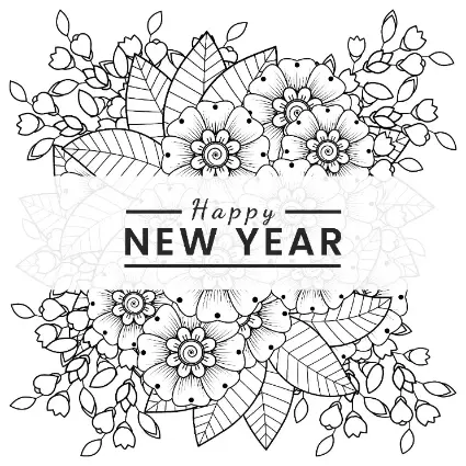 Free New Year Picture To Color In