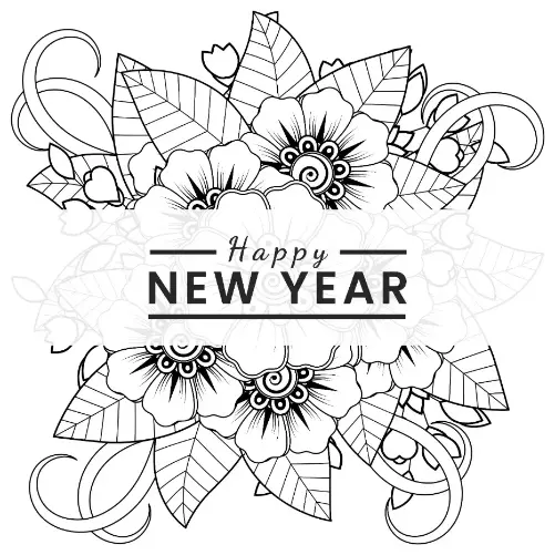 Free New Year Picture To Color In