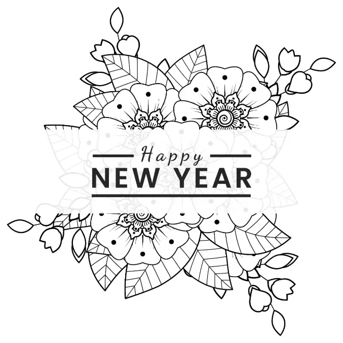 Free New Year Picture To Color In