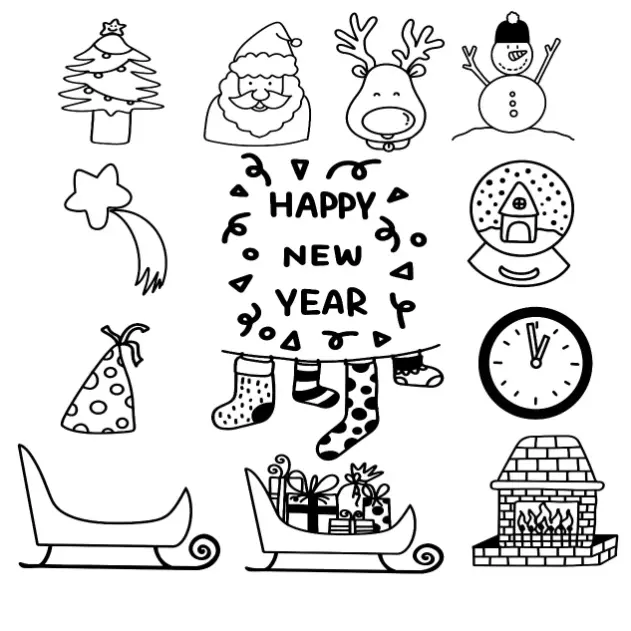 Free New Year Picture To Color In