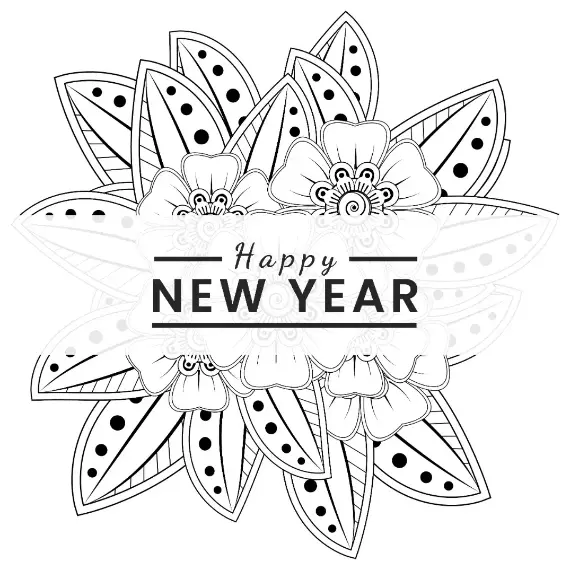 Free New Year Picture To Color In