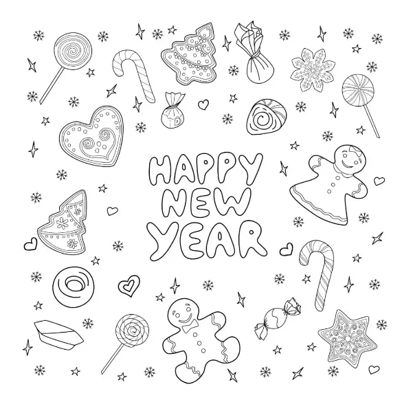 Free New Year Picture To Color In