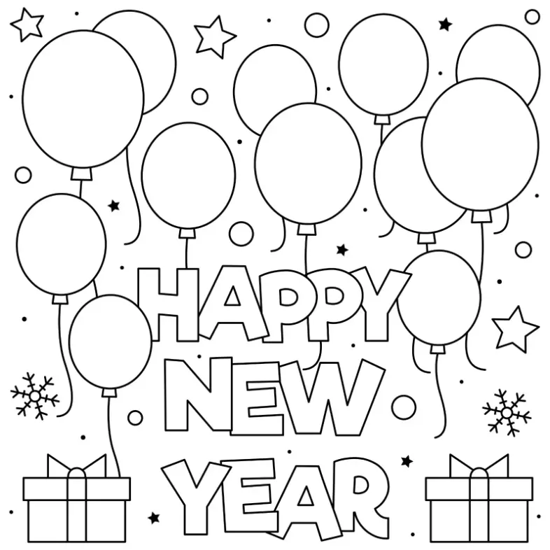 Free New Year Picture To Color In