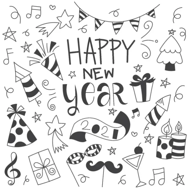 Free New Year Picture To Color In