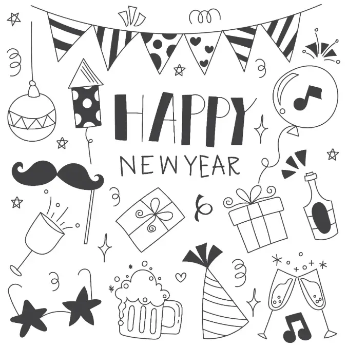 Free New Year Picture To Color In