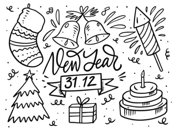 Free New Year Picture To Color In