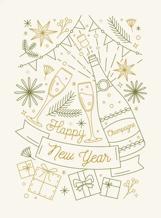 Free New Year Picture To Color In