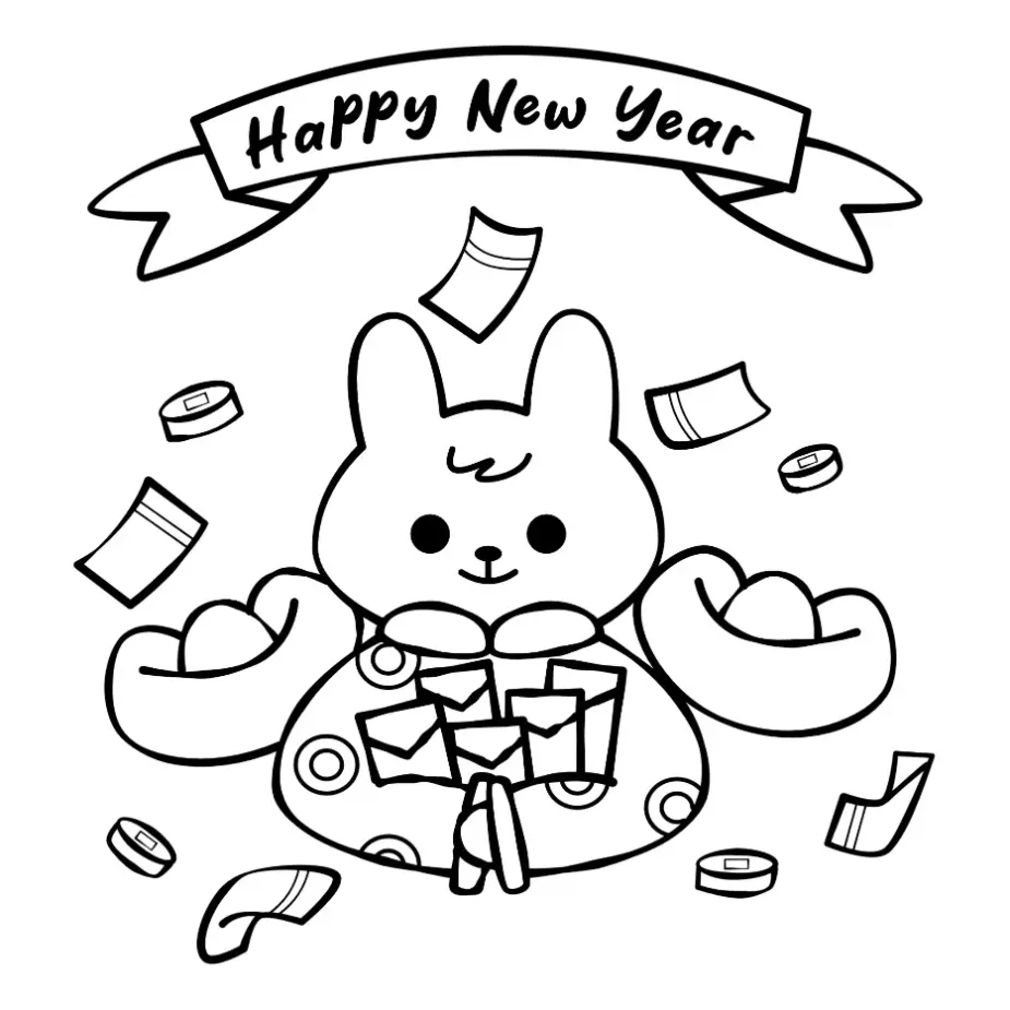 Free New Year Picture To Color In