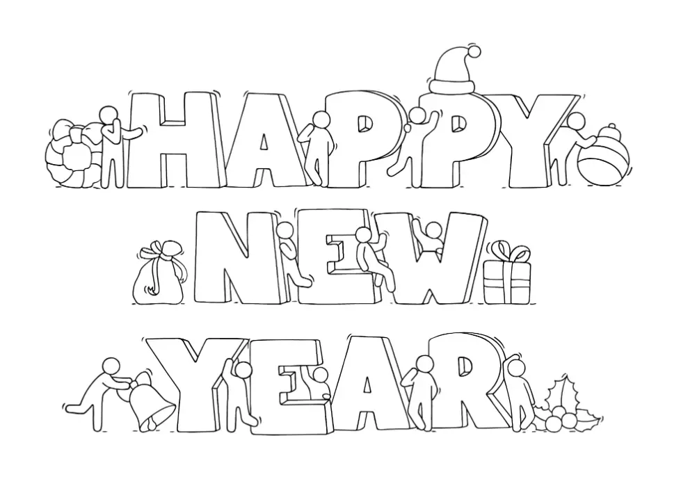 Free New Year Picture To Color In