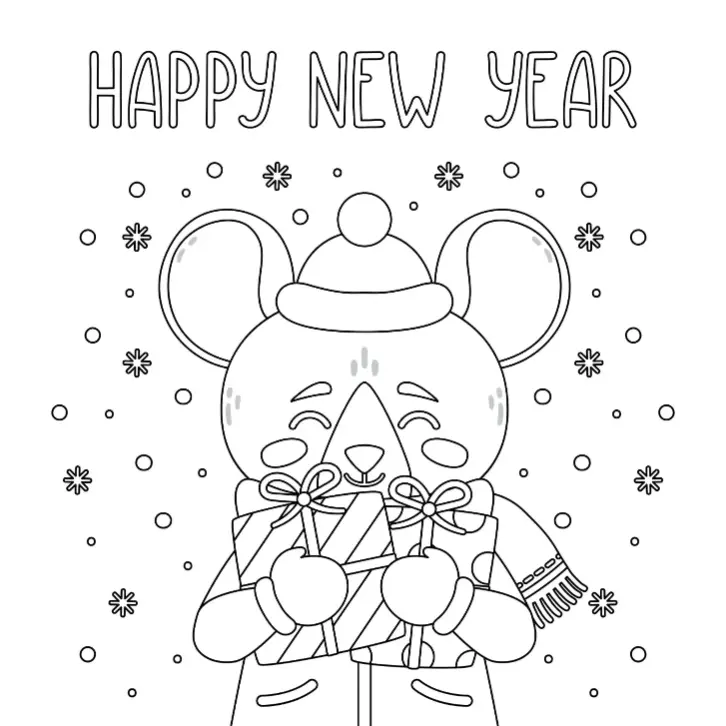 Free New Year Picture To Color In