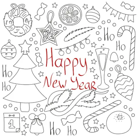 Free New Year Picture To Color In