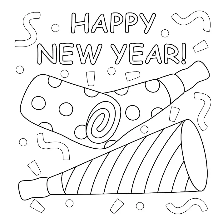 Free New Year Picture To Color In