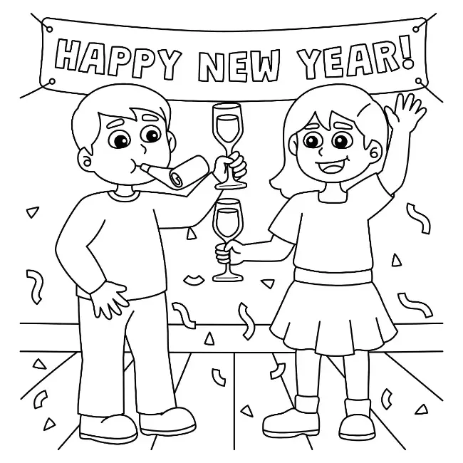 Free New Year Picture To Color In