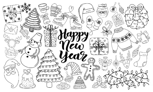 Free New Year Picture To Color In