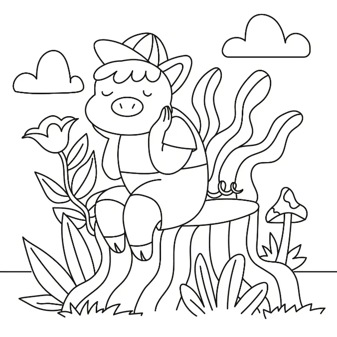 Free Pig Picture To Color In